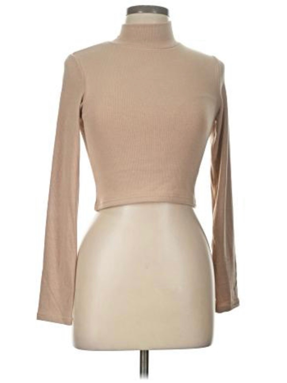 Klassy Network Light Gray Ribbed Cropped Turtleneck